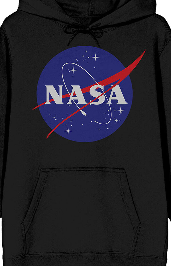 NASA Logo Print Hoodie - Cotton Pullover Sweatshirt With Pocket