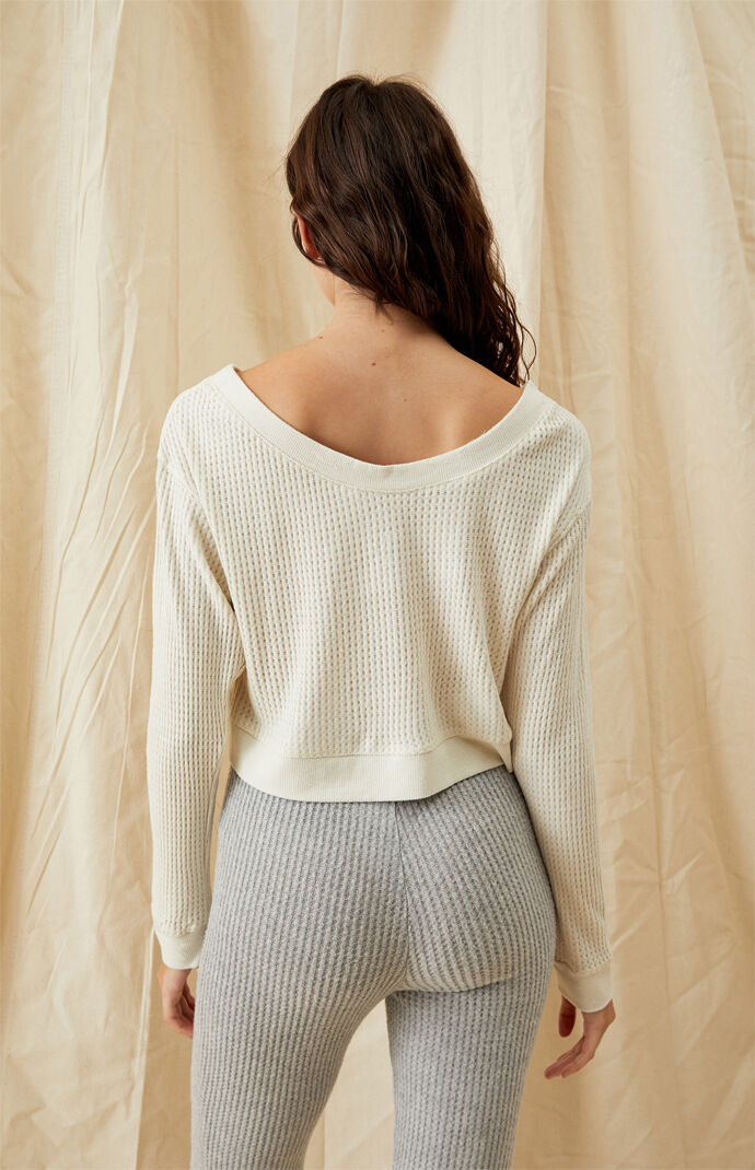Anna Waffle Off-The-Shoulder Top