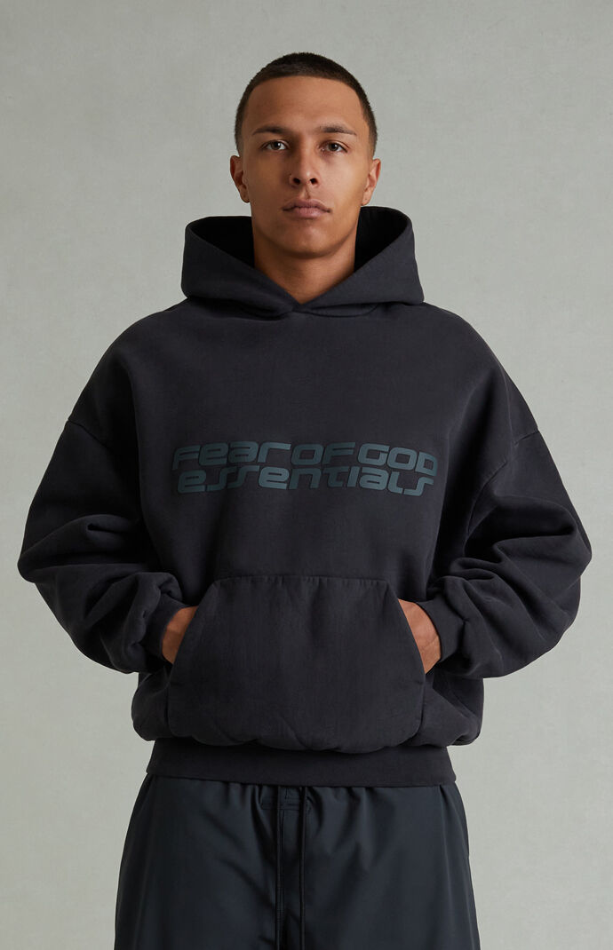 Fear of God ESSENTIALS Vintage Black '90s Fleece Hoodie | Pacsun