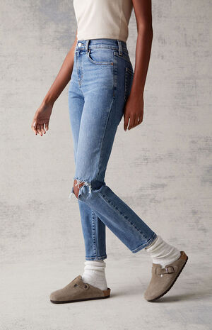 Medium Blue Stretch Vintage Skinny Jeans image number 3
