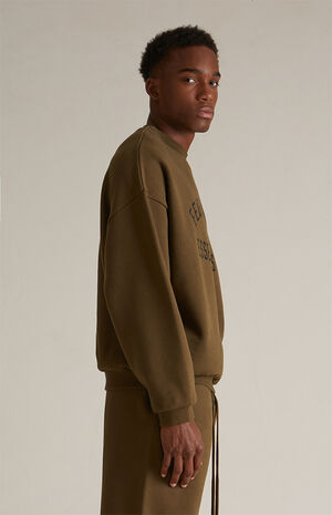 Olive Fleece Crew Neck Sweatshirt image number 3