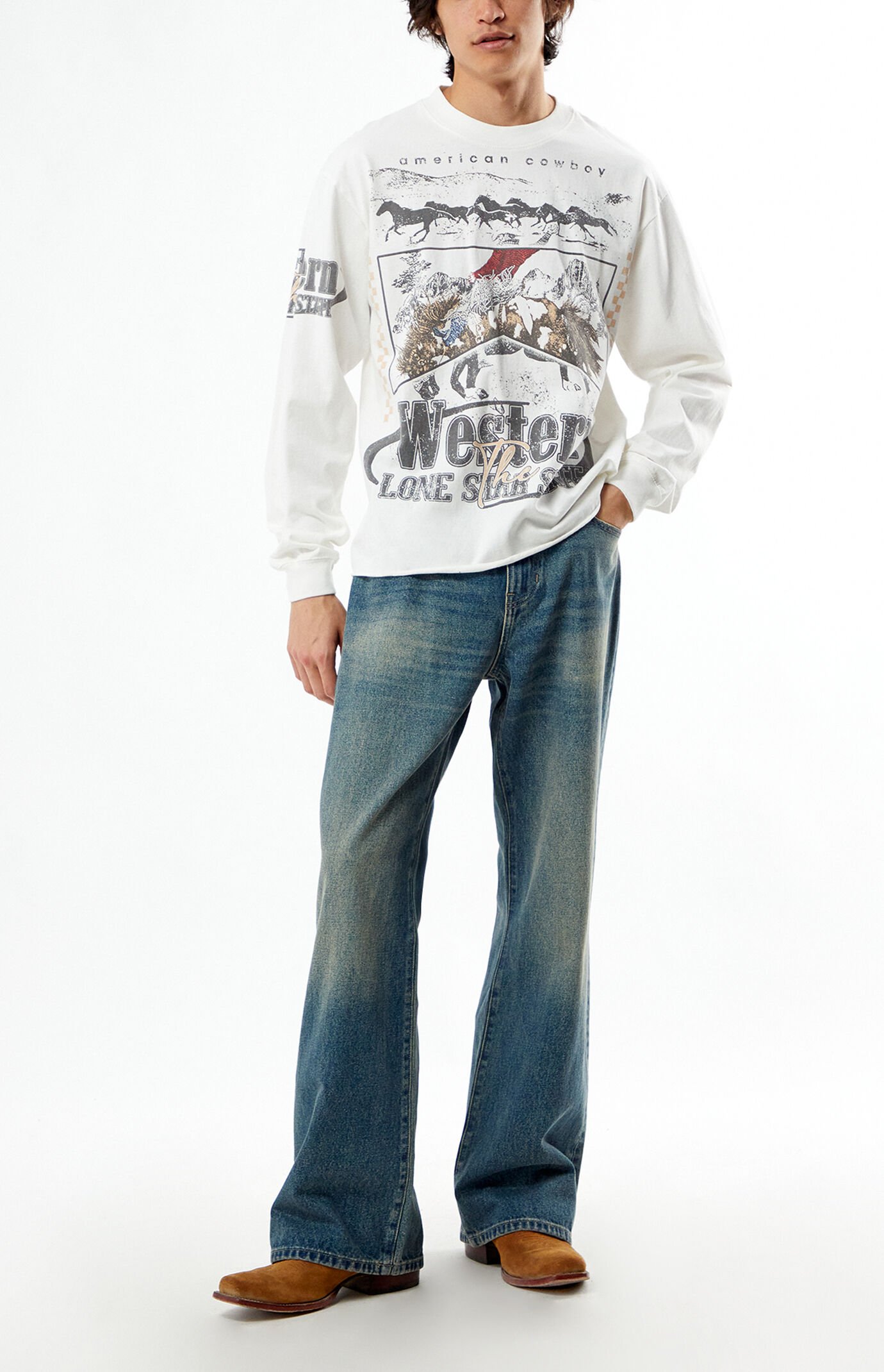 Pacsun Western Cropped Long Sleeve T-Shirt