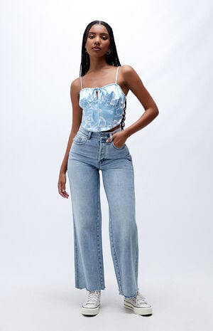 Printed Tie Front Corset Top image number 4