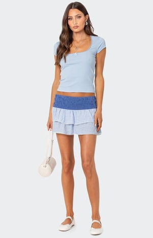 Double Gingham Ruffled Mini Skirt image number 1