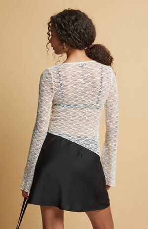 Mollie Lace Asymmetrical Long Sleeve Top image number 4