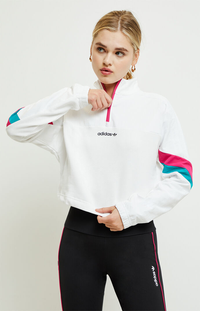 adidas half zip crop sweatshirt