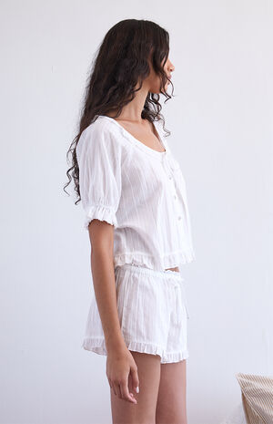 Ruffle Short Sleeve Pajama Top image number 3