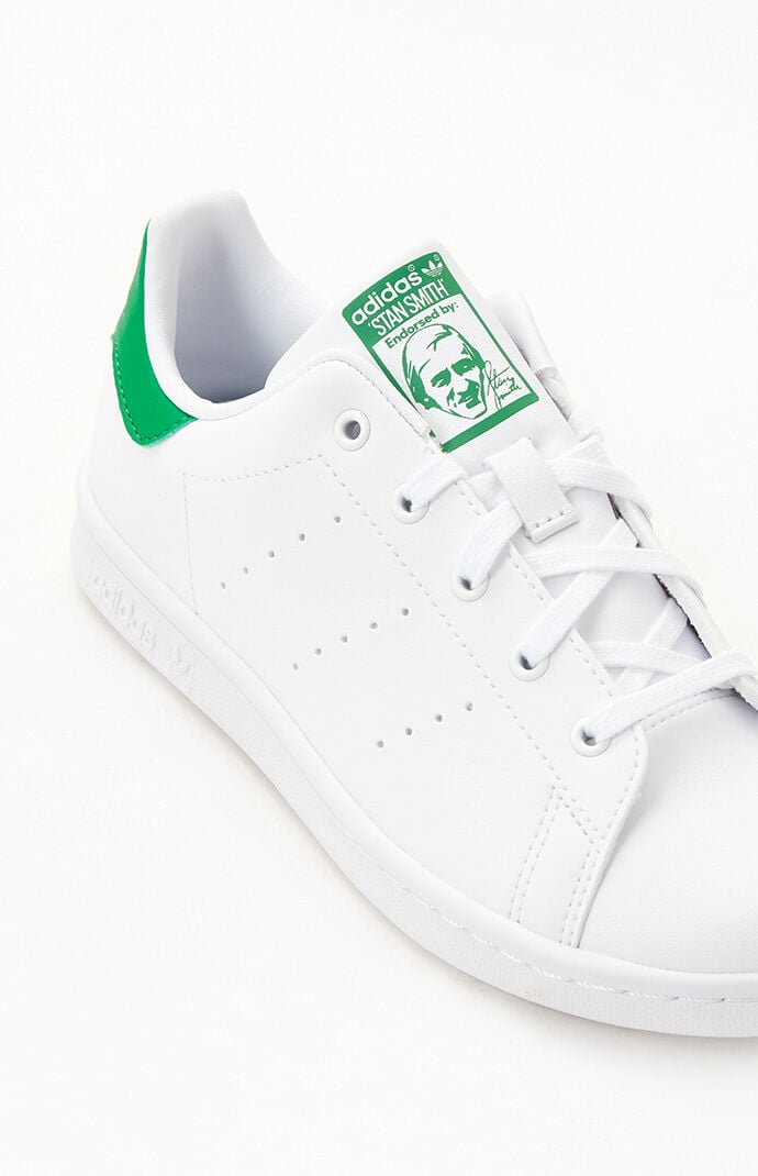 adidas Kids White Green Stan Smith Shoes PacSun