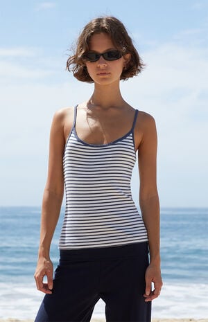 White & Blue Skylar Striped Tank Top image number 1