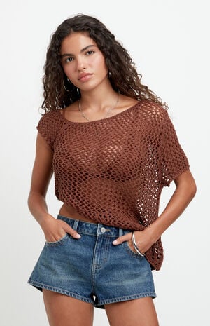 Jamie Low Rise Jean Micro Shorts Button Pocket Dark Blue image number 3