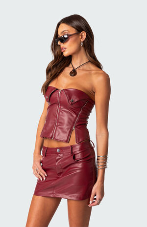 Sam Faux Leather Zip Corset image number 4