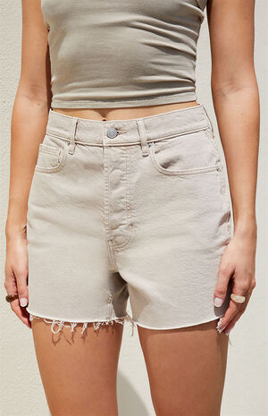 Eco Beige Girlfriend Denim Shorts image number 4