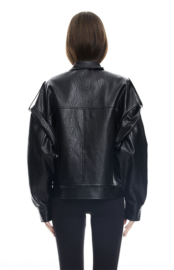LIONESS Faux Leather Madame Oversized Bomber Jacket