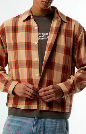 Orange Long Sleeve Classic Flannel Shirt image number 2