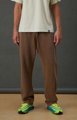 Active Brown Heavyweight Fleece Baggy Sweatpants image number 2