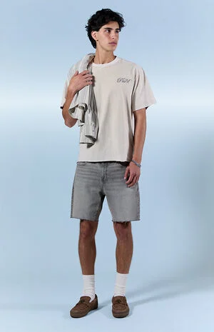 Harrison Cutoff Baggy Jean Shorts Stretch Gray image number 1