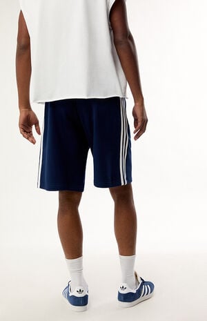 Navy 3-Stripes Oversized Sweat Shorts image number 4