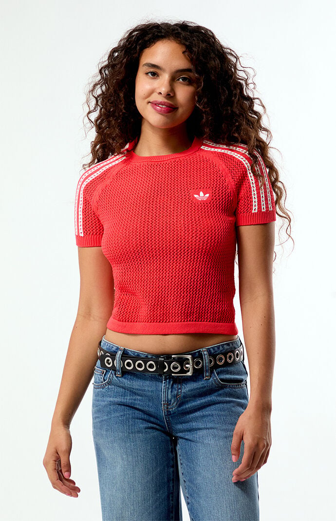 adidas Knit Crochet Short Sleeve Top