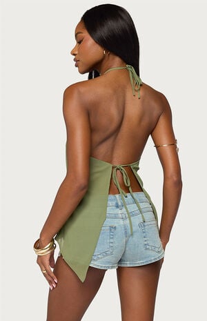 Chiffon Split Back Halter Top image number 3