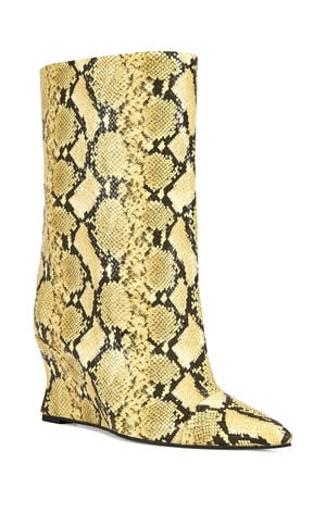 Women's Vinci Yellow Snake Wedge Booties image number 2