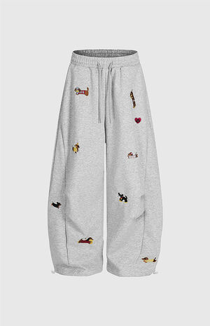 Embroidered Dog Barrel Sweatpants image number 4