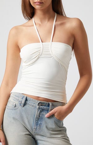 Valentina Ruched Tie Halter Top image number 5
