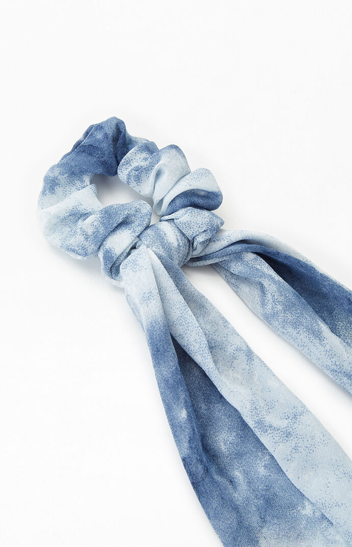 Blue Tie Dye Flowy Scrunchie