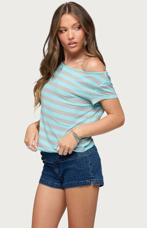 Sandie Striped Off-The-Shoulder Top image number 2