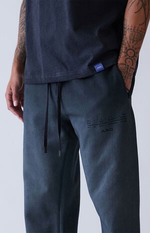 Black Washed Heavyweight Fleece Baggy Sweatpants image number 3