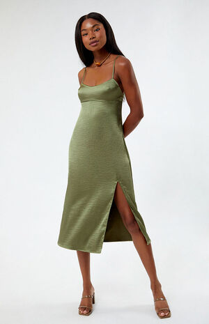 Satin Bustier Midi Dress image number 1