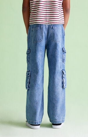 Medium Indigo Baggy Cargo Jeans image number 4