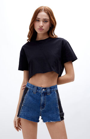 Two-Tone High Waisted Carpenter Shorts image number 1