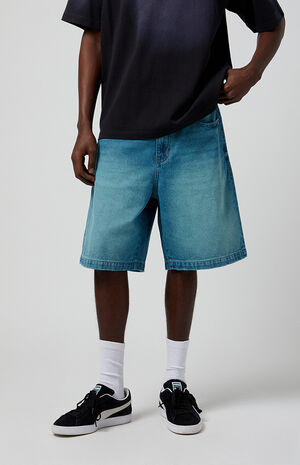Blue Tinted Extreme Baggy Denim Shorts image number 3