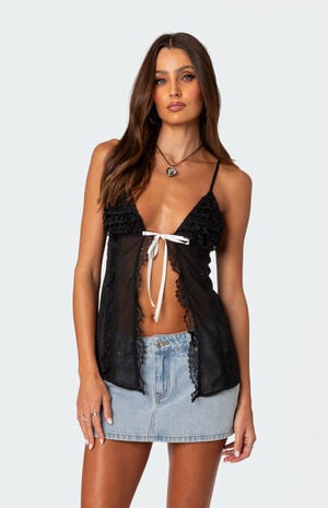 Linette Lacey Sheer Split Front Top image number 5