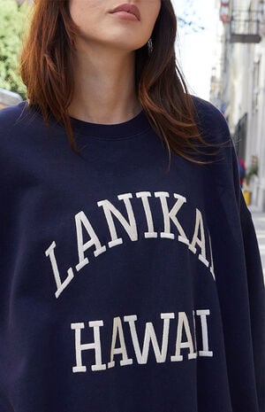 Navy Lanikai Hawaii Crew Neck Sweatshirt image number 3