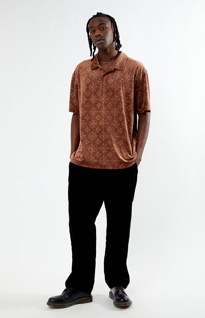 PacSun Brown Velour Polo Shirt PacSun