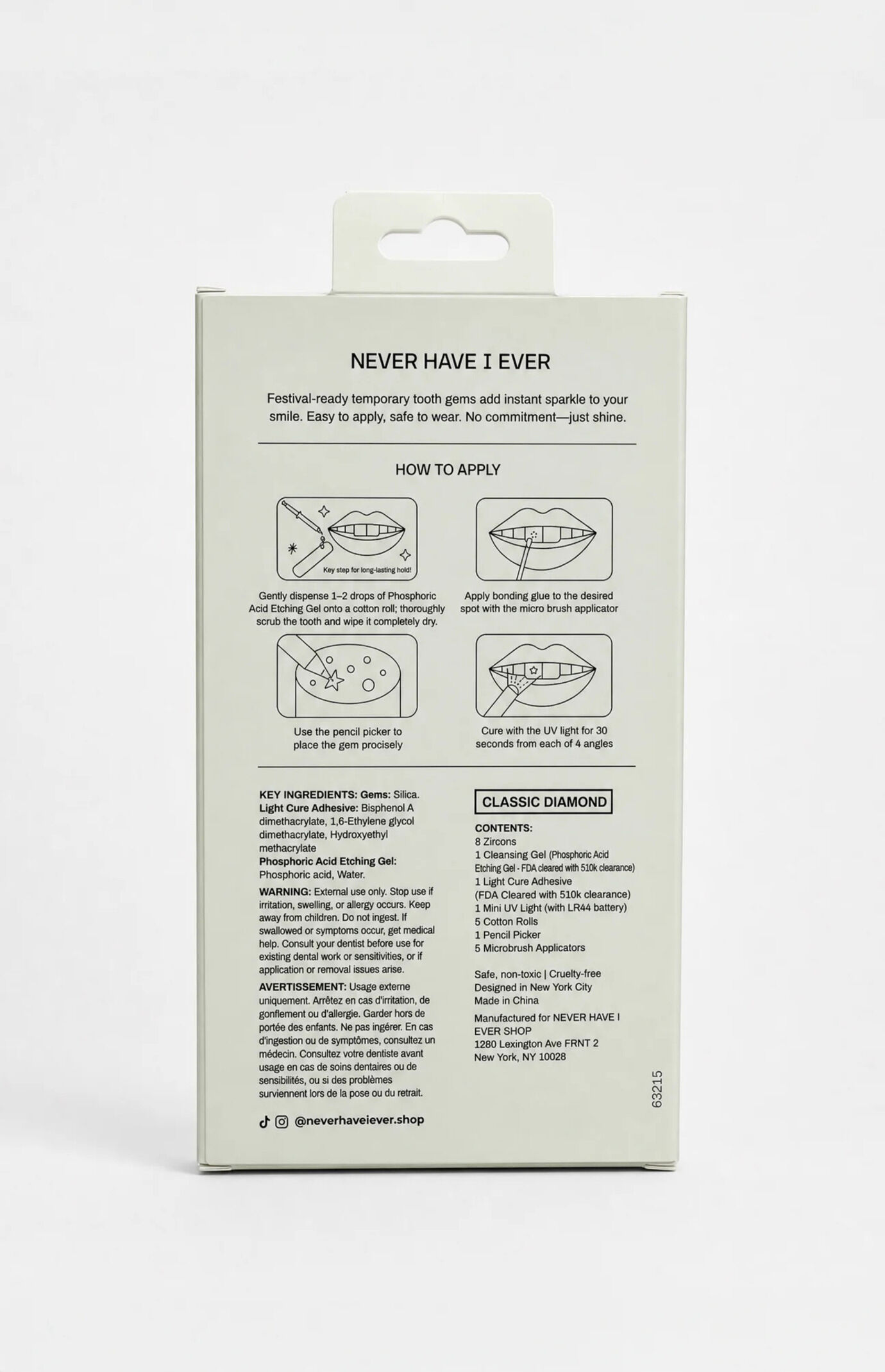 NEVER HAVE I EVER Classic Diamond DIY Tooth Gem Kit