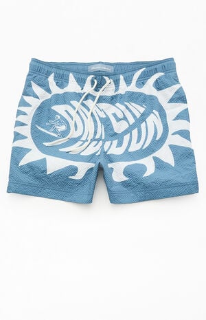 Blue Logo Seersucker 4.5" Swim Trunks image number 1