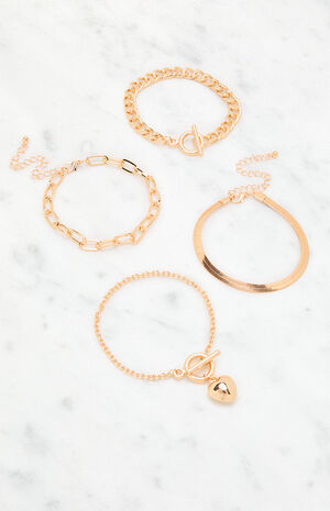 4 Pack Heart Chain Bracelets image number 2