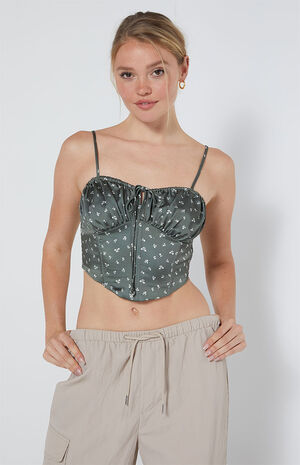 Tie Front Satin Corset Top image number 2