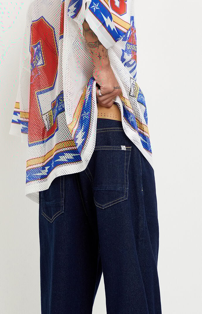 Pacsun Dylan Baggy Jeans Contrast Stitch Dark Blue