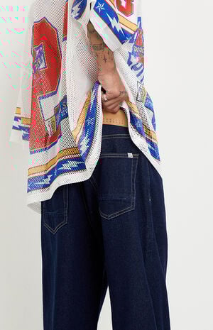 Dylan Baggy Jeans Contrast Stitch Dark Blue image number 5