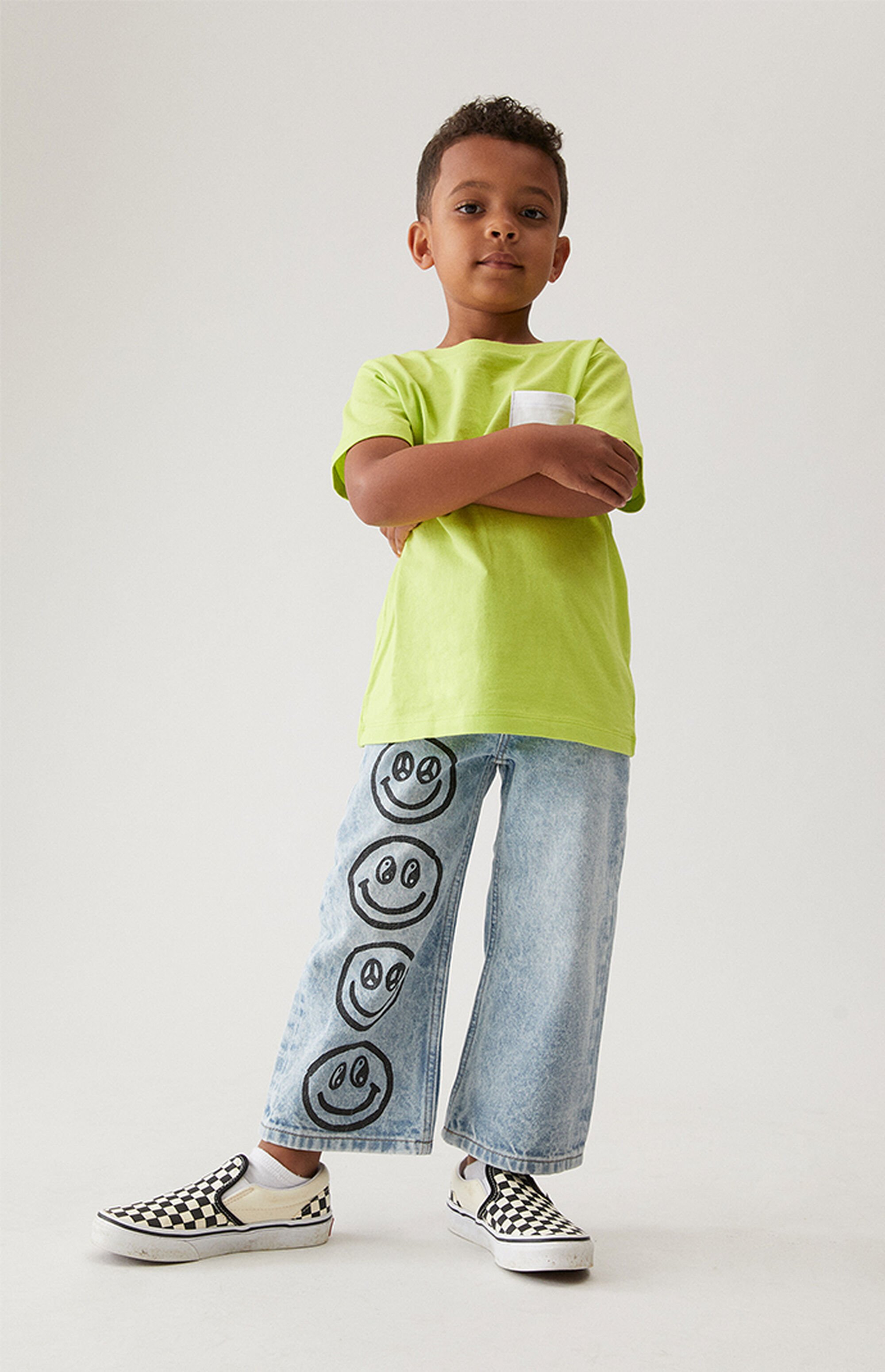 PacSun Kids Smiley Face Wide Leg Jeans | PacSun