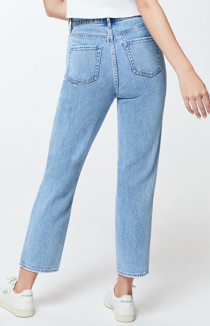 pacsun butterfly blue high waisted straight leg jeans