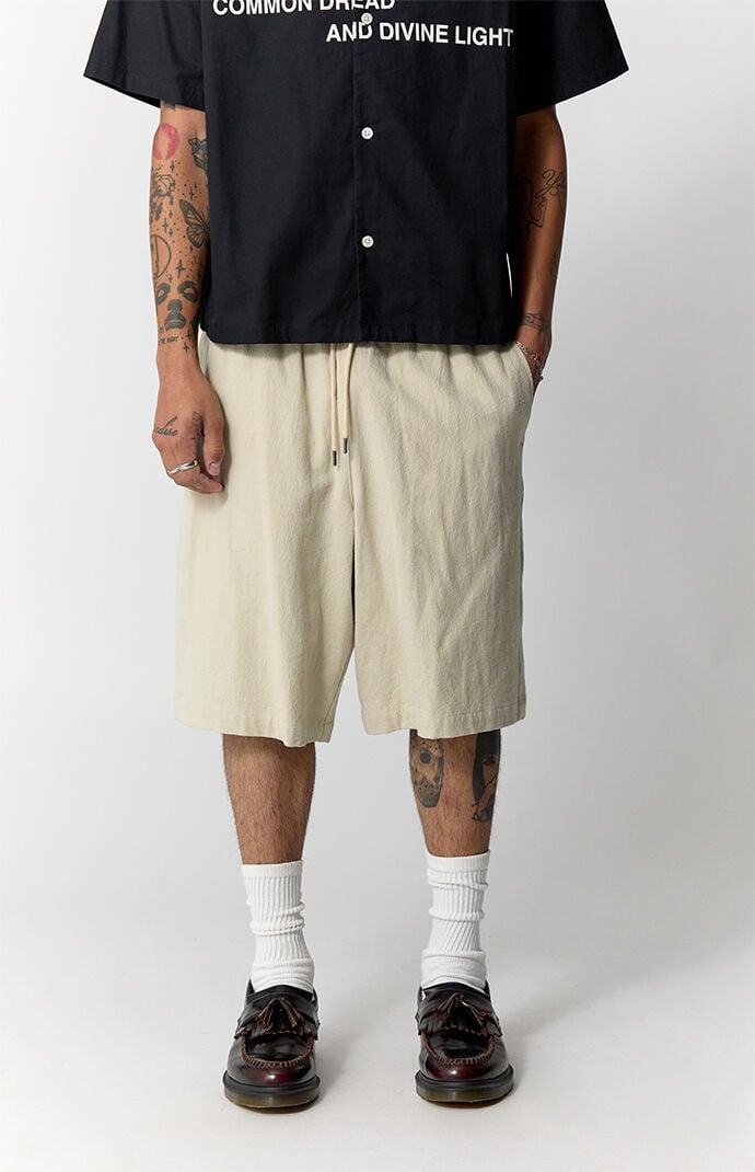 Pacsun Cream Aaron Paisley Mesh Volley Shorts | Pacsun