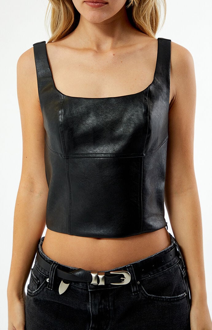 LA Hearts Faux Leather Corset Tank Top | Pacsun