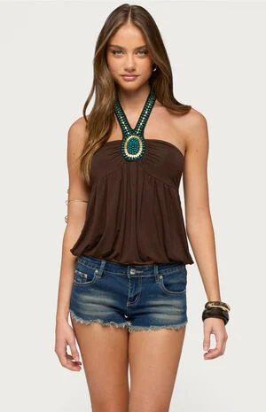 Polie Beaded Bubble Halter Top image number 1