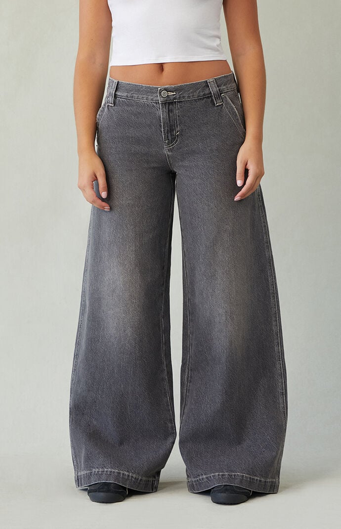 Pacsun Sloane Ultra Baggy Jeans Contrast Stitch Gray