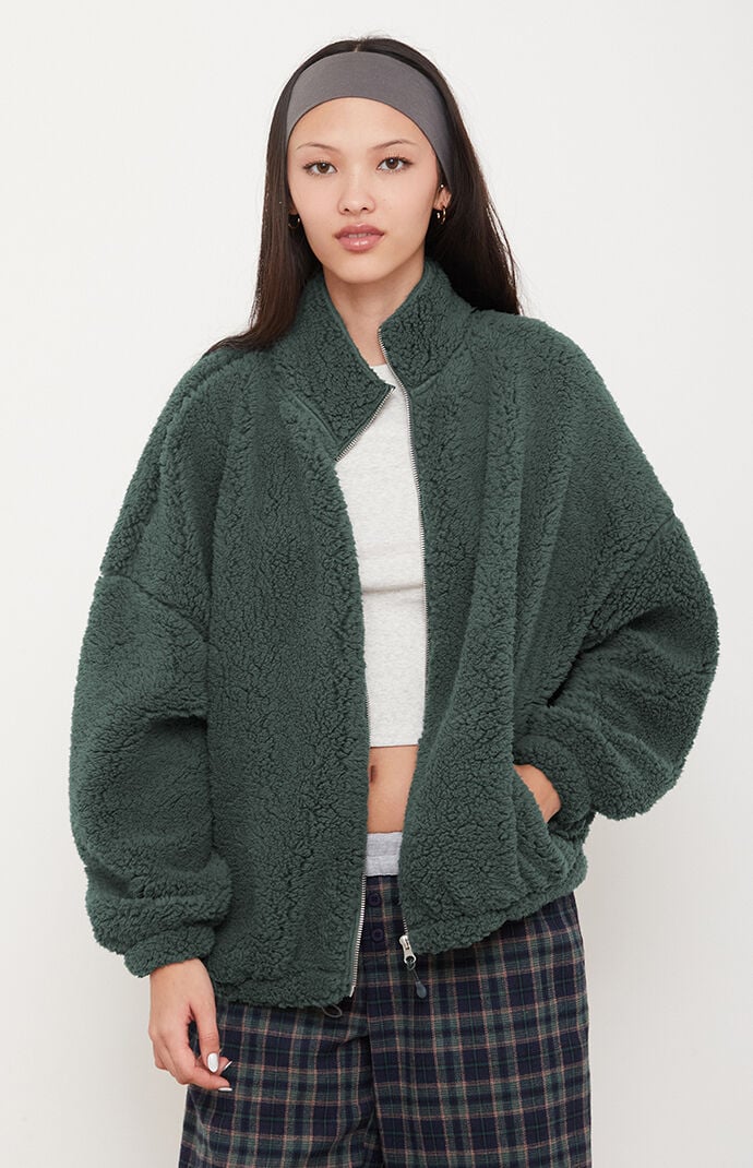 Pacsun Sherpa Cropped Zip Up Jacket | Pacsun
