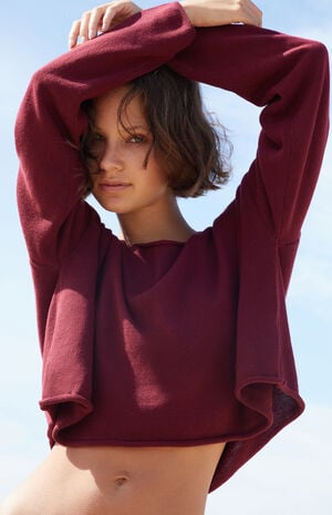 Burgundy Cameron Cropped Sweater image number 2